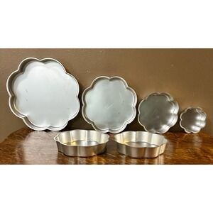 Vintage Wilton 6 Tiered Cake Pan Set Flower Petal Wedding Baking 502-2138 1971